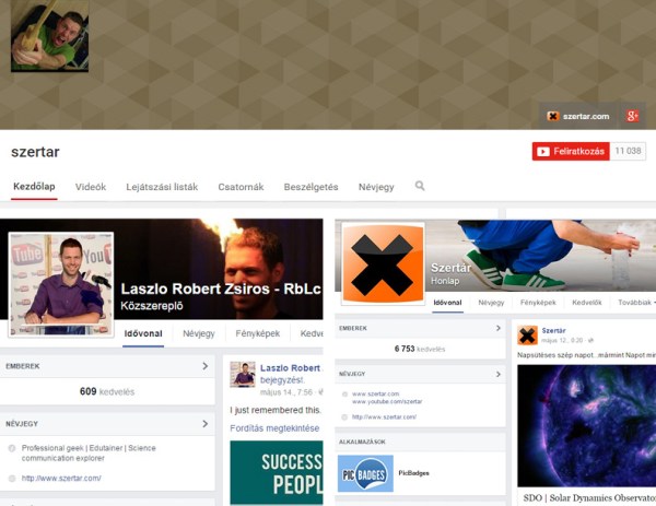 Montázs a Szertár YouTube csatornájának és Facebook oldalának valamint Zsiros László Facebook oldalának képernyőfelvételeiből